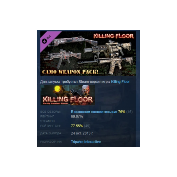 Killing Floor — Camo Weapon Pack DLC АВТОДОСТАВКА STEAM РОССИЯ