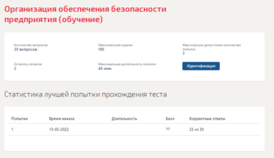 Организация обеспечения безопасности предприятия.Тест