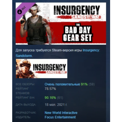 Insurgency: Sandstorm - Bad Day Gear Set DLC AUTODELIVERY STEAM RUSSIA
