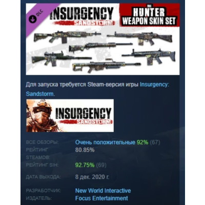 Insurgency: Sandstorm - Hunter Weapon Skin Set DLC AUTODELIVERY STEAM RUSSIA