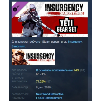 Insurgency: Sandstorm - Yeti Gear Set DLC AUTODELIVERY STEAM RUSSIA