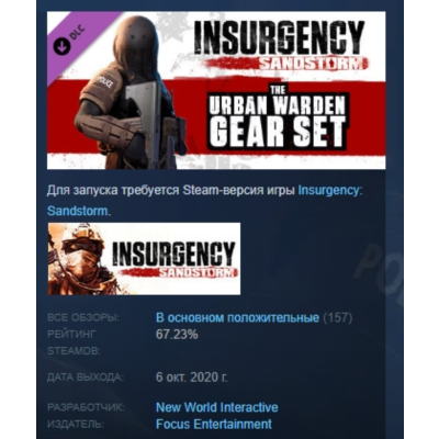 Insurgency: Sandstorm - Urban Warden Gear Set DLC AUTODELIVERY STEAM РОССИЯ