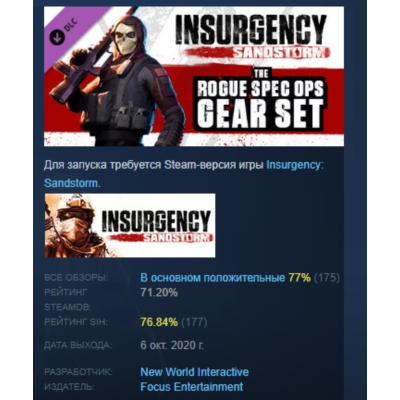 Insurgency: Sandstorm - Rogue Spec Ops Gear Set DLC AUTODELIVERY STEAM RUSSIA