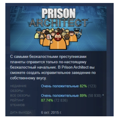 Prison Architect АВТОДОСТАВКА STEAM GLOBAL МГНОВЕННО ЛИЦЕНЗИЯ