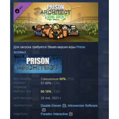 Prison Architect - Going Green DLC АВТОДОСТАВКА STEAM РОССИЯ