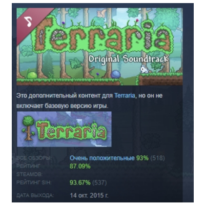Terraria: Official Soundtrack DLC STEAM GIFT РОССИЯ