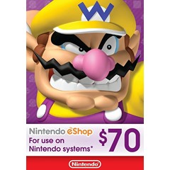 🎁 КАРТА ОПЛАТЫ NINTENDO ESHOP — 70 USD [USA]