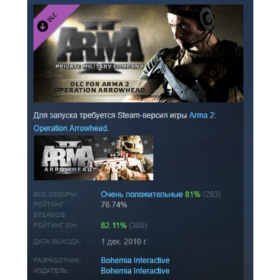 Arma 2: Private Military Company  DLC АВТОДОСТАВКА STEAM РОССИЯ