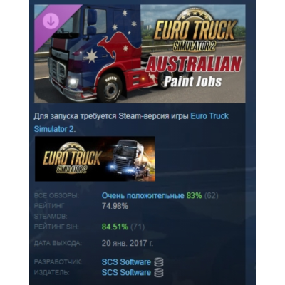 Euro Truck Simulator 2 - Australian Paint Jobs Pack АВТОДОСТАВКА STEAM GLOBAL МГНОВЕН