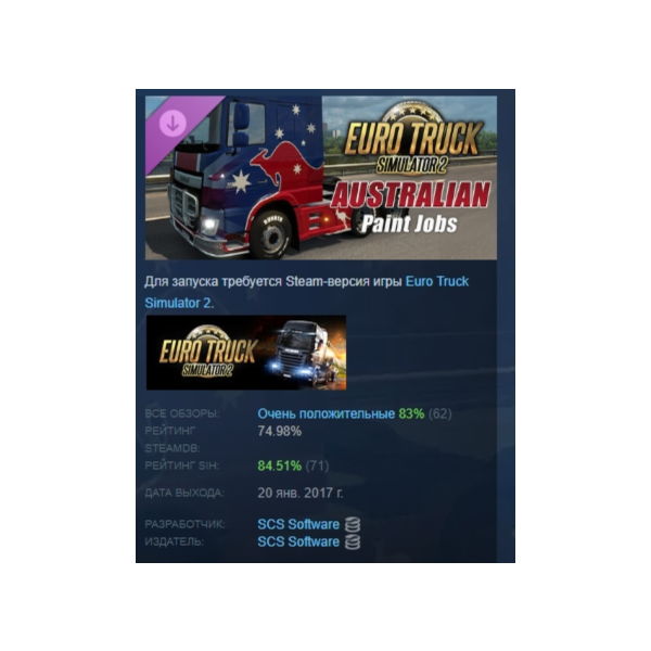 Euro Truck Simulator 2 — Australian Paint Jobs Pack DLC AUTODELIVERY STEAM РОССИЯ