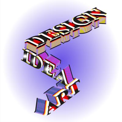 3D текст "DESIGN IDEA ART" в изометрии.