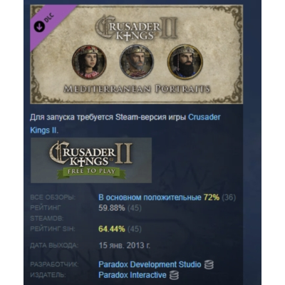 Crusader Kings II Mediterranean Portraits АВТОДОСТАВКА STEAM РОССИЯ