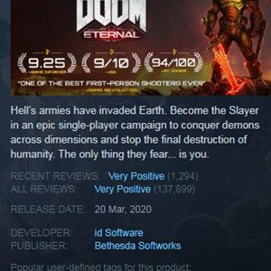 Doom Eternal Deluxe Edition (Steam Key / Global)