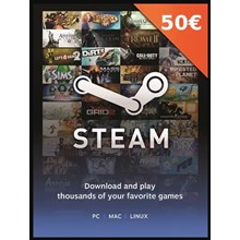 ✅ Steam Wallet Gift Card - €50 EUR (EU Region)  💳 0 %