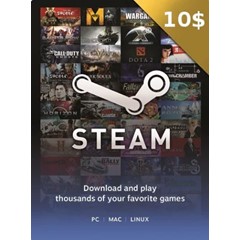 ✅ Подарочная карта Steam Wallet - $10 (США) 💳 0%