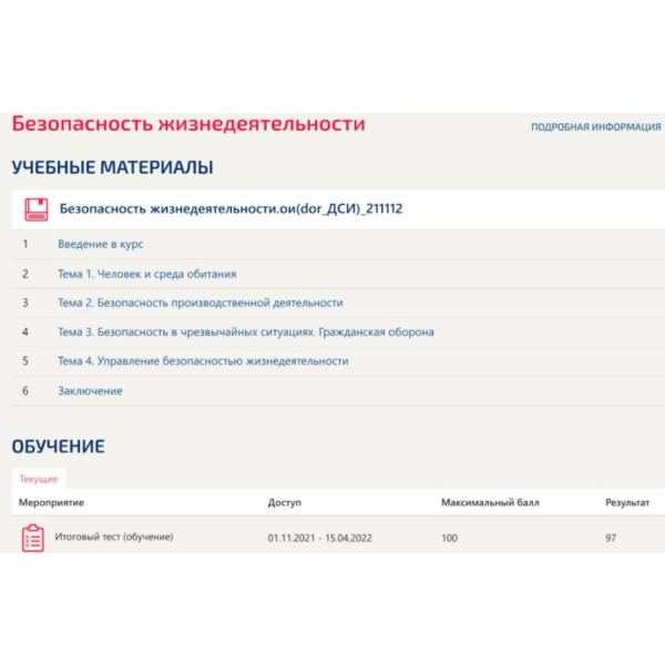 Безопасность жизнедеятельности Синергия. Итоговый тест