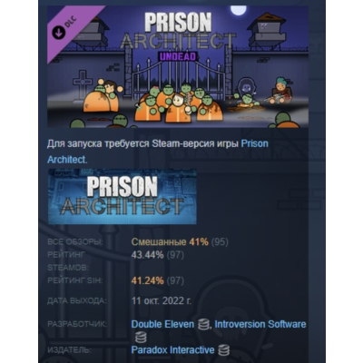 Prison Architect - Undead DLC АВТОДОСТАВКА STEAM РОССИЯ