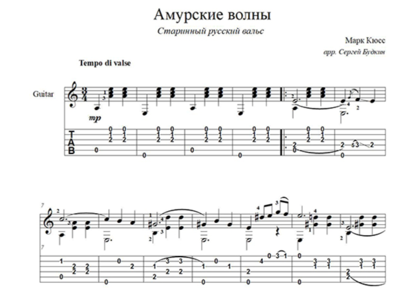 Амурские волны (вальс) для гитары