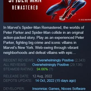 Marvel's Spider-Man Remastered (Steam Key / Turkey)