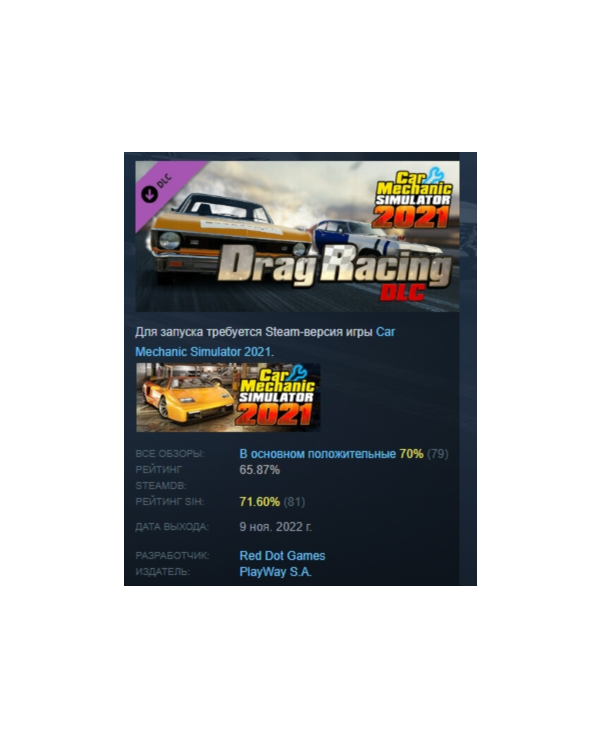 Car Mechanic Simulator 2021 - Drag Racing DLC АВТОДОСТАВКА STEAM РОССИЯ