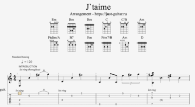 Lara Fabian - Je t'aime (табы / ноты для гитары)