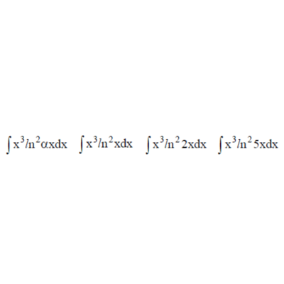 Решенный интеграл вида ∫x^3ln^2(αx)dx