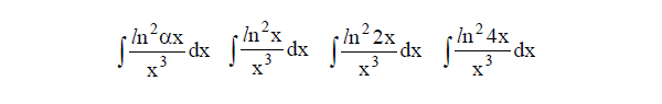 Решенный интеграл вида ∫ln^2(αx)/x^3dx