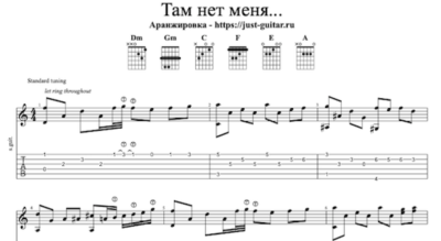 И. Николаев - Там нет меня (табы / ноты для гитары)