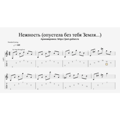 М. Кристалинская - Нежность (табы / ноты для гитары)
