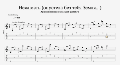 М. Кристалинская - Нежность (табы / ноты для гитары)