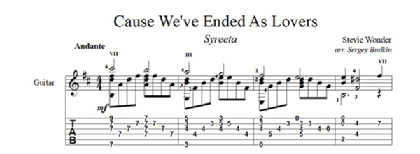 Cause We've Ended As Lovers (Стиви Уандер) для гитары
