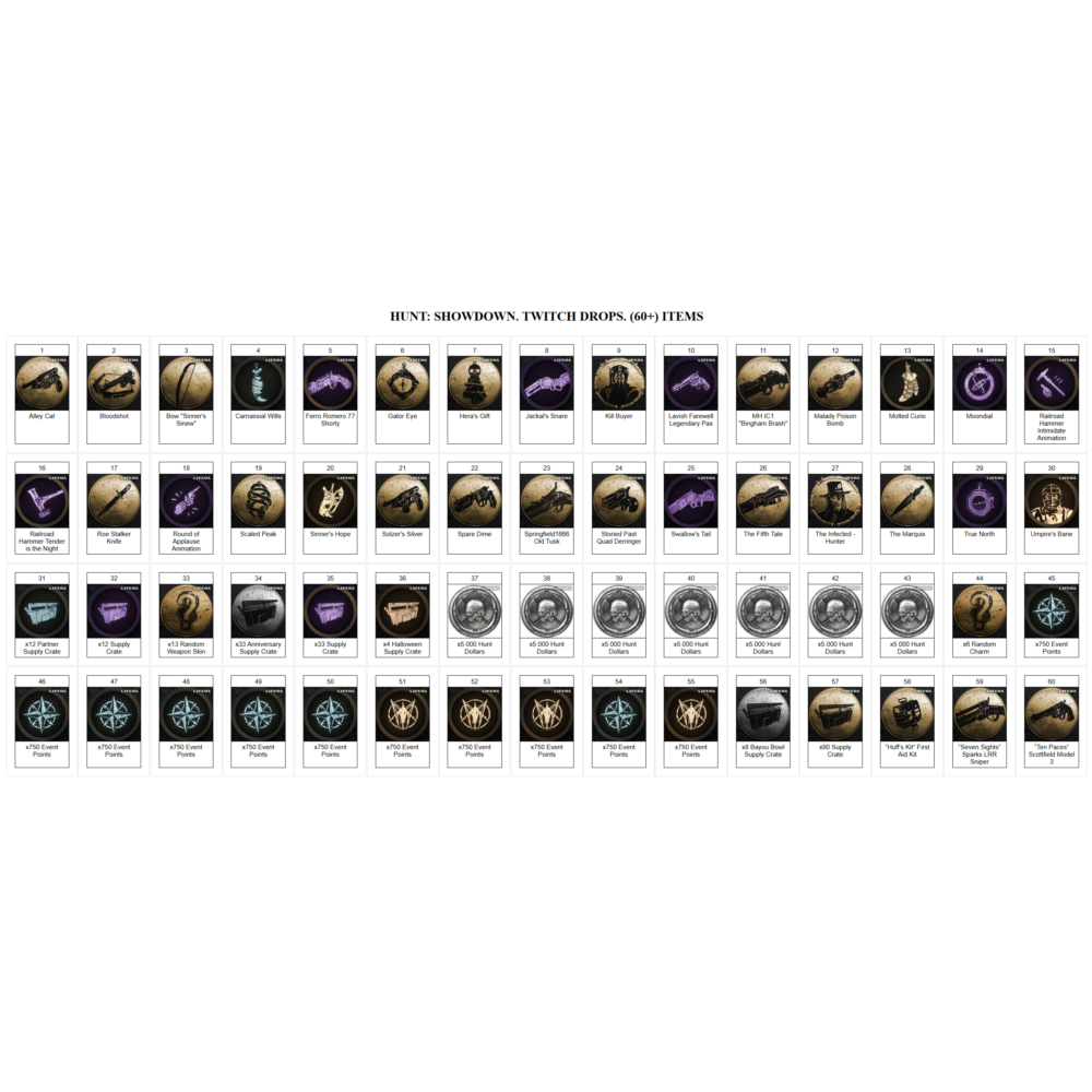 Купить HUNT: SHOWDOWN【ТВИЧ ДРОПЫ】СКИНЫ | 260+ ПРЕДМЕТОВ + GIFT