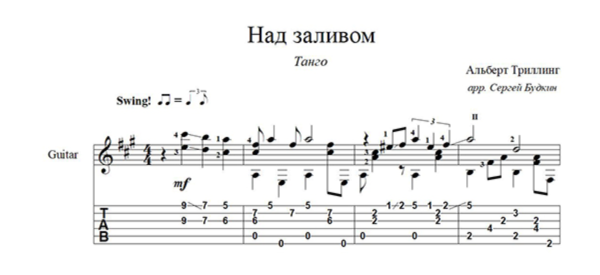 Над заливом - танго (Альберт Триллинг) для гитары