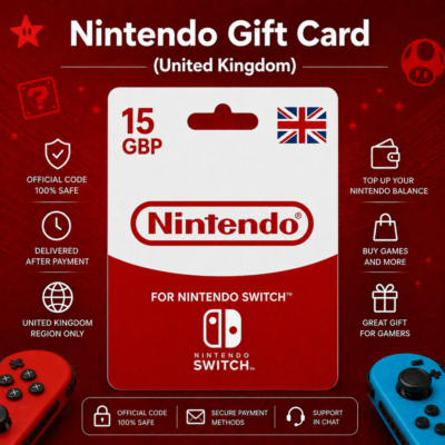 Nintendo Gift Card (Великобритания) 15–100 GBP | Код пополнения Nintendo