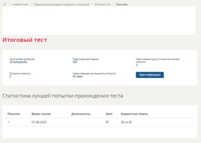 Правовое регулирование цифровых отношений.Итоговый тест