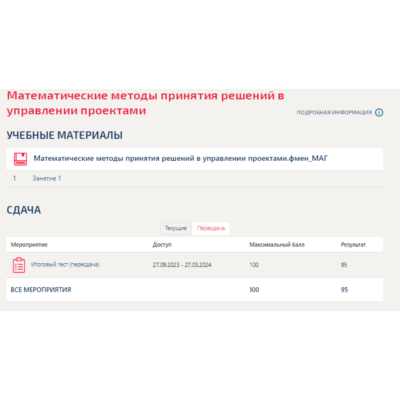 Математические модели в управлении проектом.Итоговый