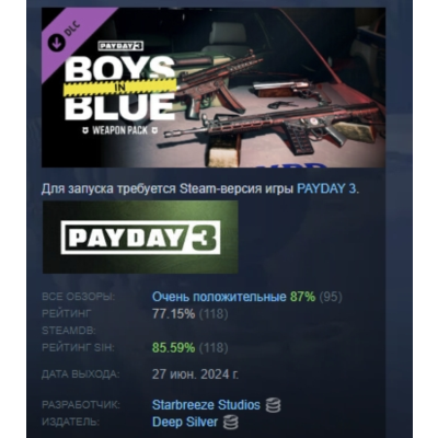 PAYDAY 3: Boys in Blue Weapon Pack DLC АВТОДОСТАВКА STEAM РОССИЯ