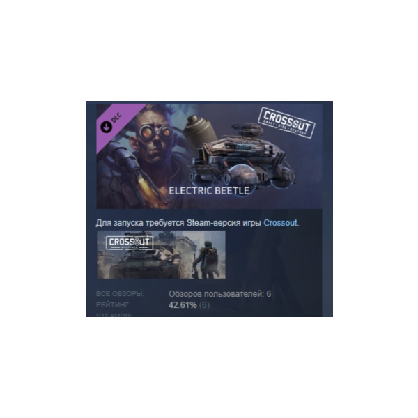 Crossout — Electric beetle DLC АВТОДОСТАВКА STEAM РОССИЯ