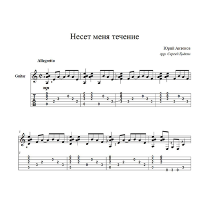 Несет меня течение (Юрий Антонов) для гитары