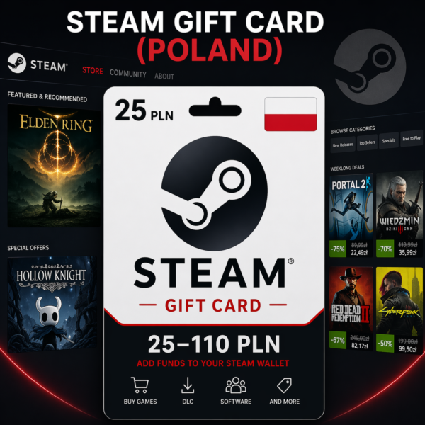 Steam Gift Card (Польша) 25–110 PLN | Код пополнения Steam