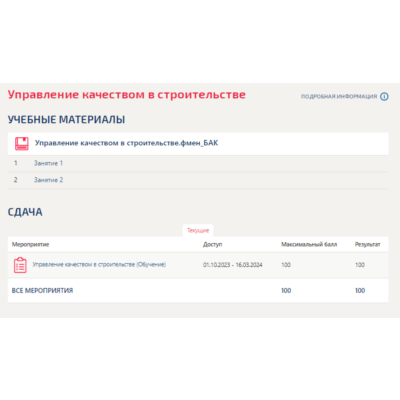 Управление качеством в строительстве.Тест Синергия/МТИ