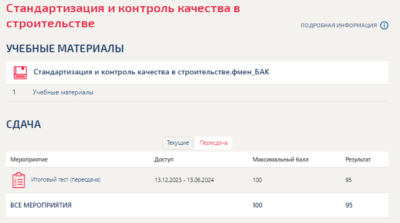 Стандартизация и контроль качества в строительстве.Тест