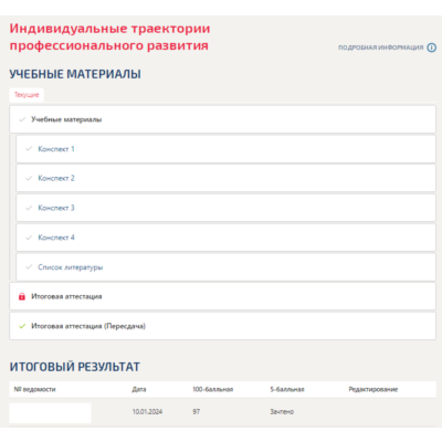 Индивидуальные траектории профессионального развития