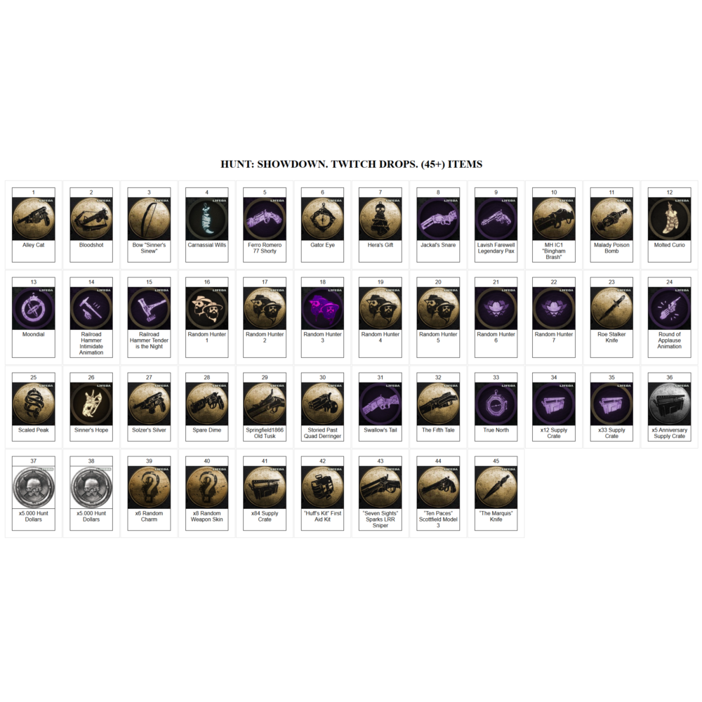 Купить HUNT: SHOWDOWN【ТВИЧ ДРОПЫ】СКИНЫ | 7 РАНДОМ ОХОТНИКОВ