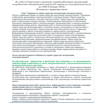 ЭБ 1258.17 (январь 2024) 4 группа до 1000В