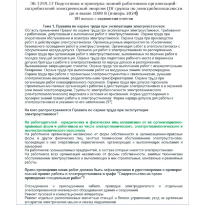 ЭБ 1259.17 (январь 2024) 4 группа до и выше 1000В