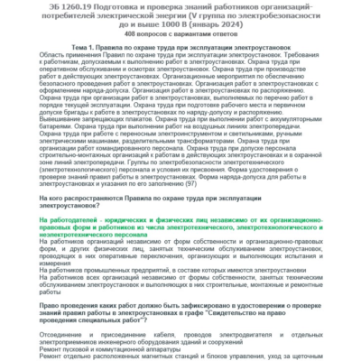 ЭБ 1260.19 (январь 2024) 5 группа до и выше 1000В