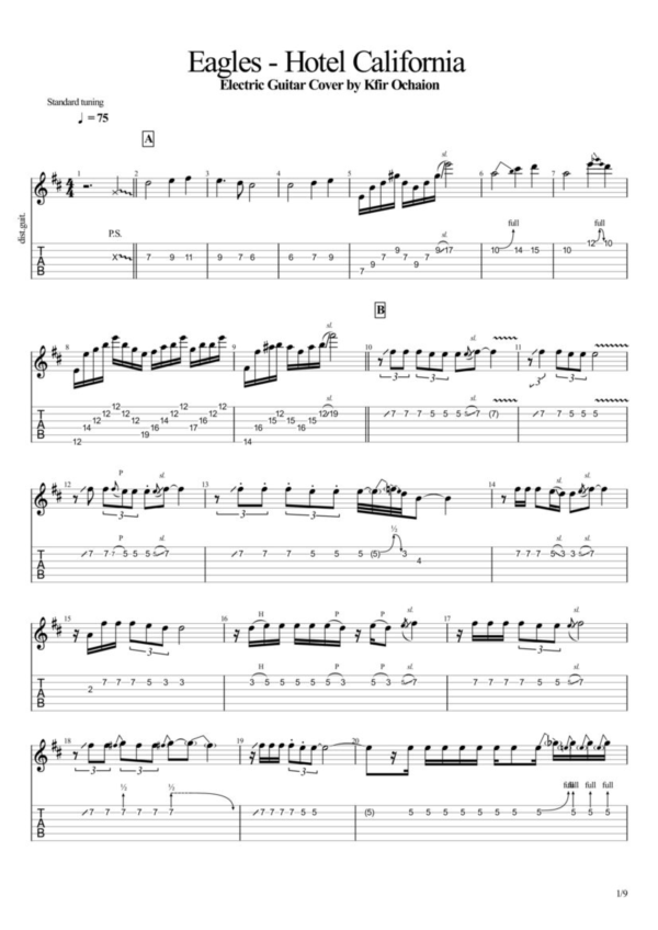 Табы Kfir Ochaion - Eagles - Hotel California