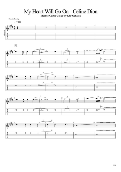 Табы Kfir Ochaion - Celine Dion - My Heart Will Go On