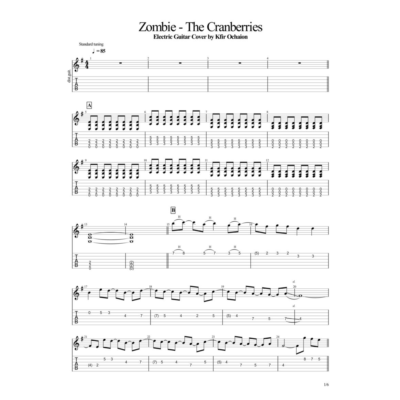 Табы Kfir Ochaion - The Cranberries - Zombie - Electric